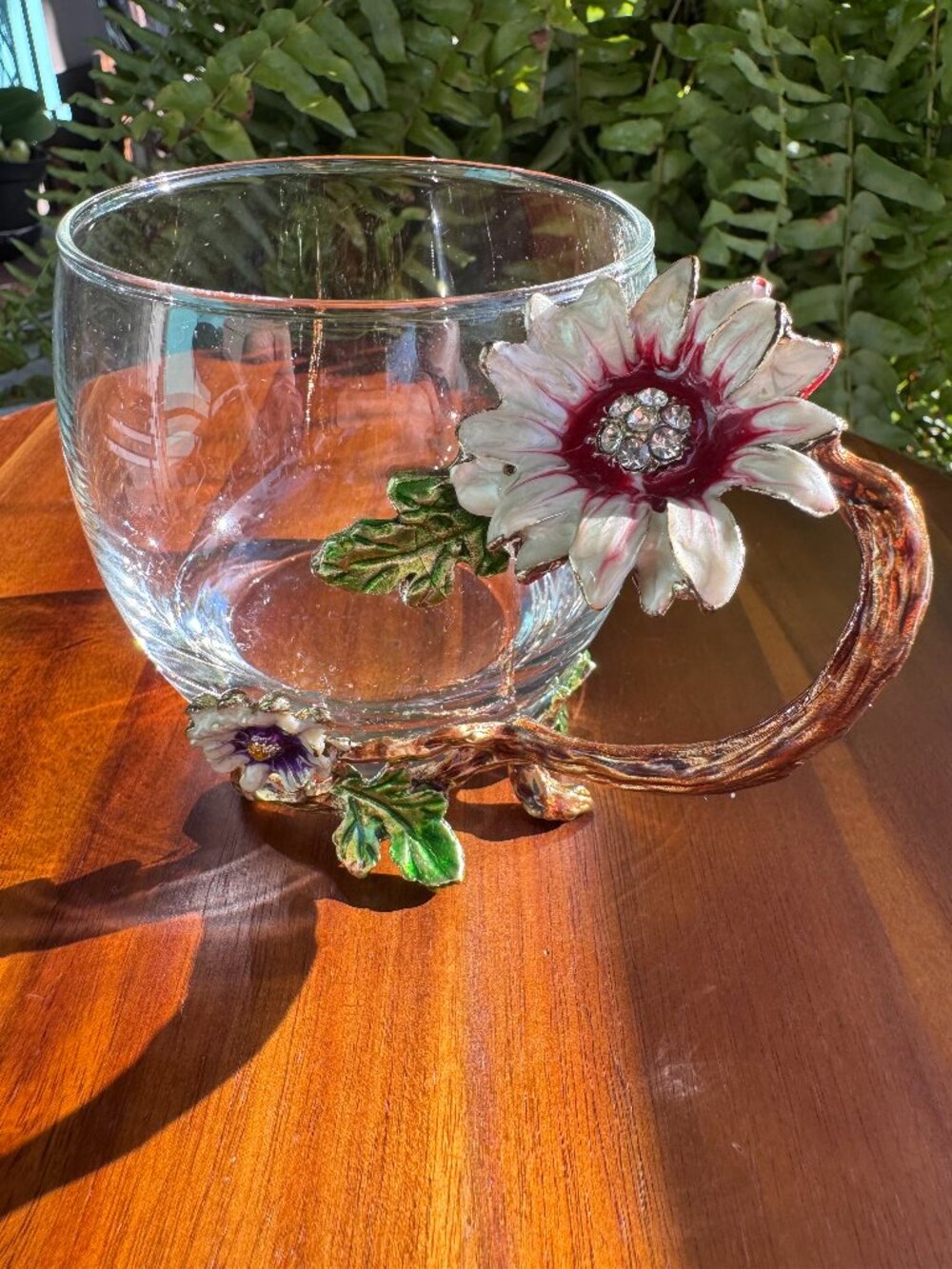 Handmade Enamel and Glass Floral Tea Cup